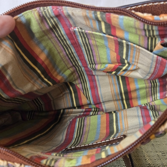 Fossil Woven Jute Crossbody Purse Shoulder Bag Boho Colorful EUC Leather Accent - Picture 12 of 14